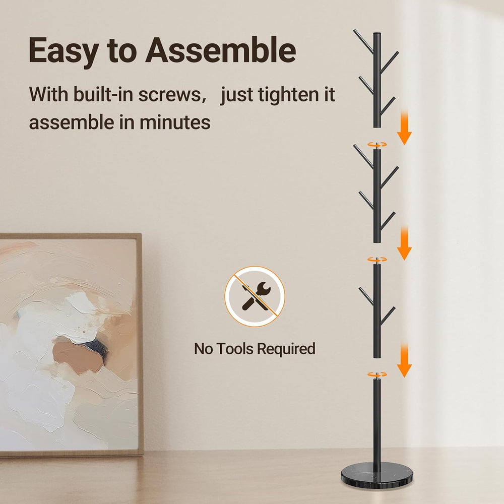 ELYKEN Coat Rack Freestanding, Metal Coat Rack with Natural Marble Base