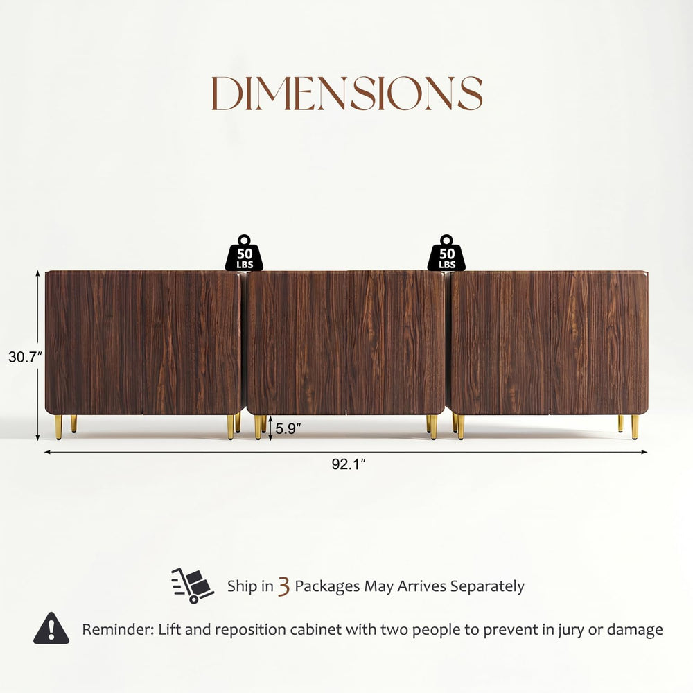 Sideboard Buffet Cabinet with Storage, 92.1" W Modern Credenza w/Adjusta...