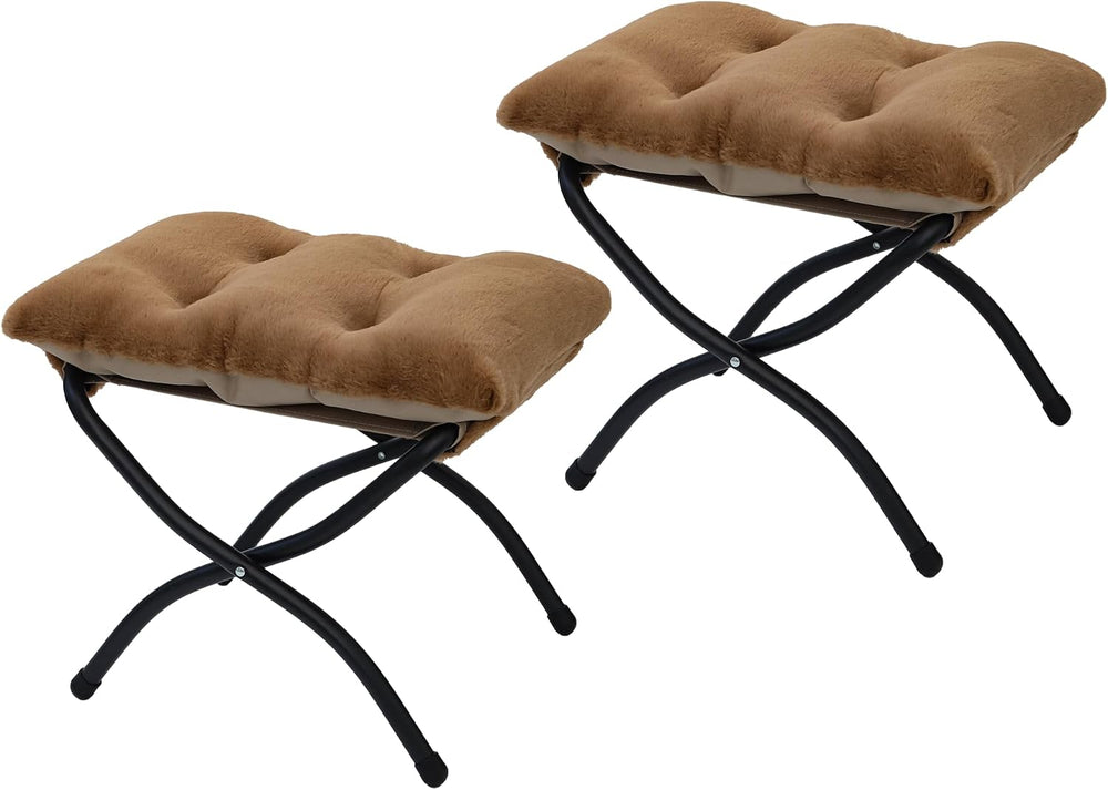 15"(H) Folding Ottoman, Set of 2, Foldable Footrest Stool, Small Foot St...