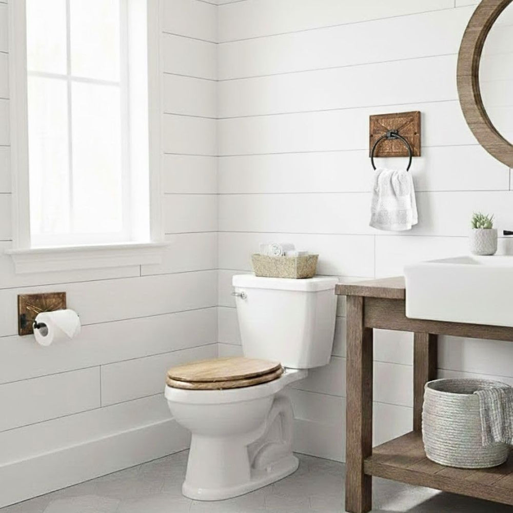 Autumn Alley Rustic Farmhouse Toilet Paper Holder and Towel Ring, Wall Mount,...