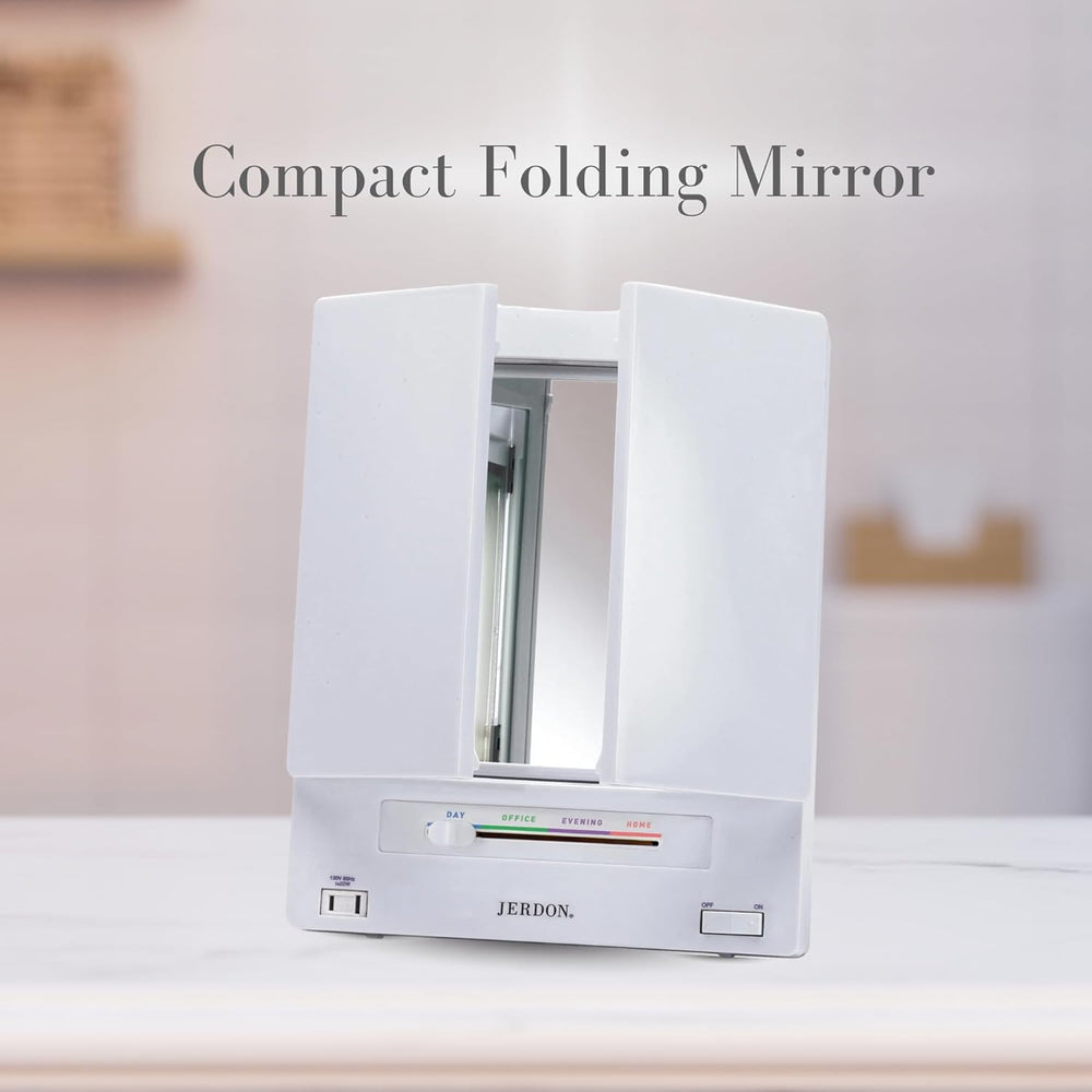 JERDON Lighted Makeup Mirror with 5X Magnification - White - JGL9W