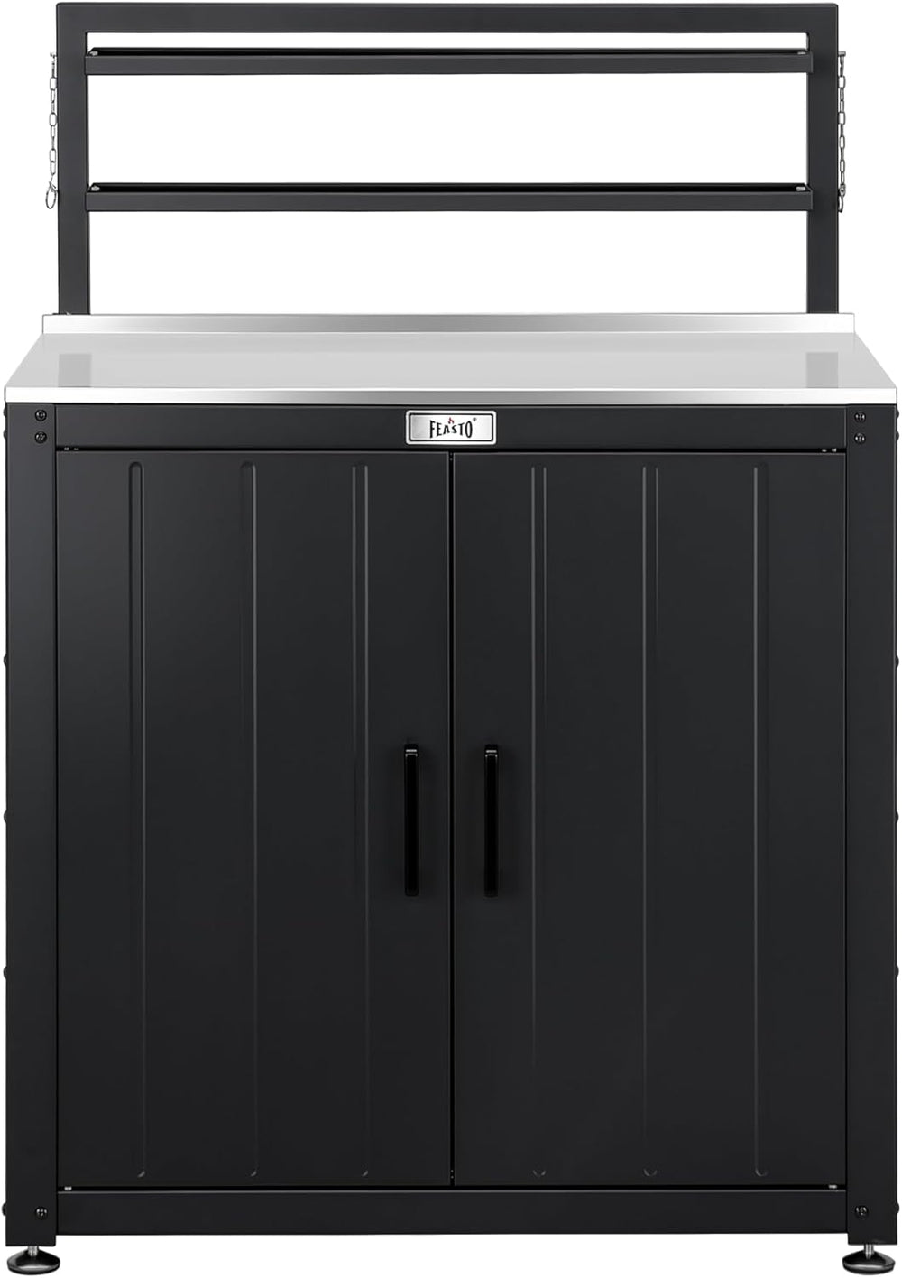 Feasto Outdoor Potting Bench Table with Storage Cabinet, Black
