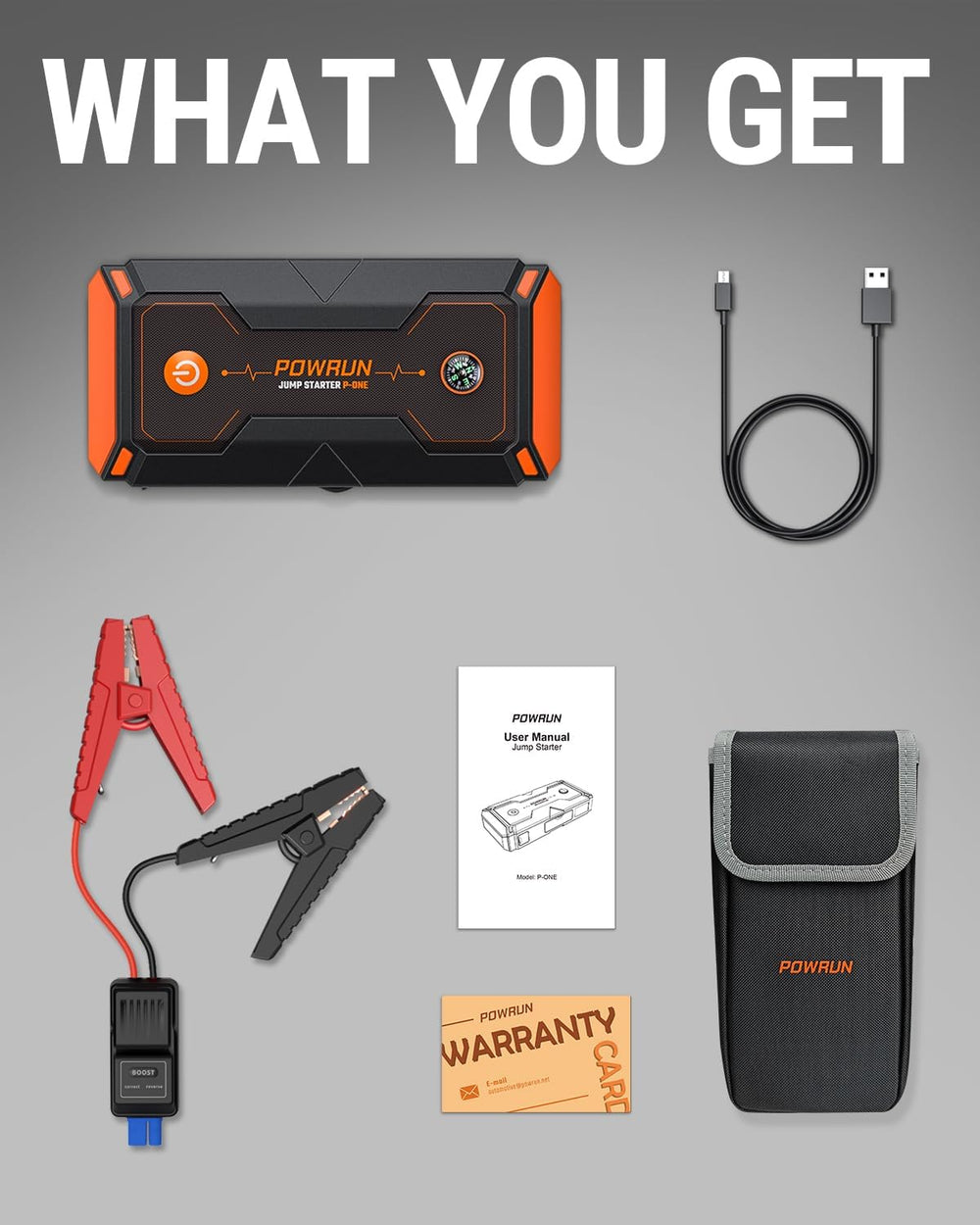 Powrun P-ONE Jump Starter, 2000A Portable Jump Box - Car Jump Starter Battery...