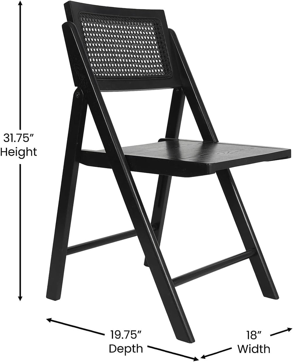 Flash Furniture Rattan Folding Chair, Natural/Black, 2-Pack