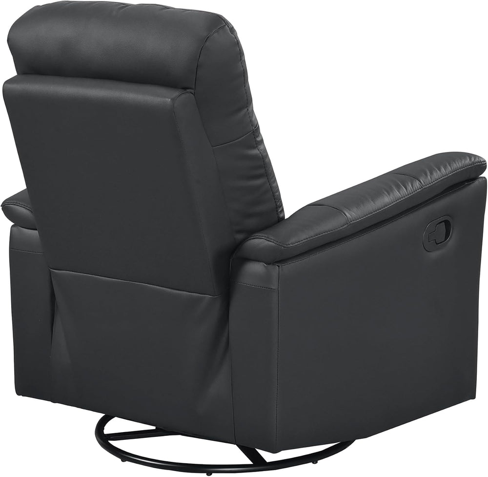 Lexicon Leather Match Upholstered Swivel Glider Recliner Chair, Black