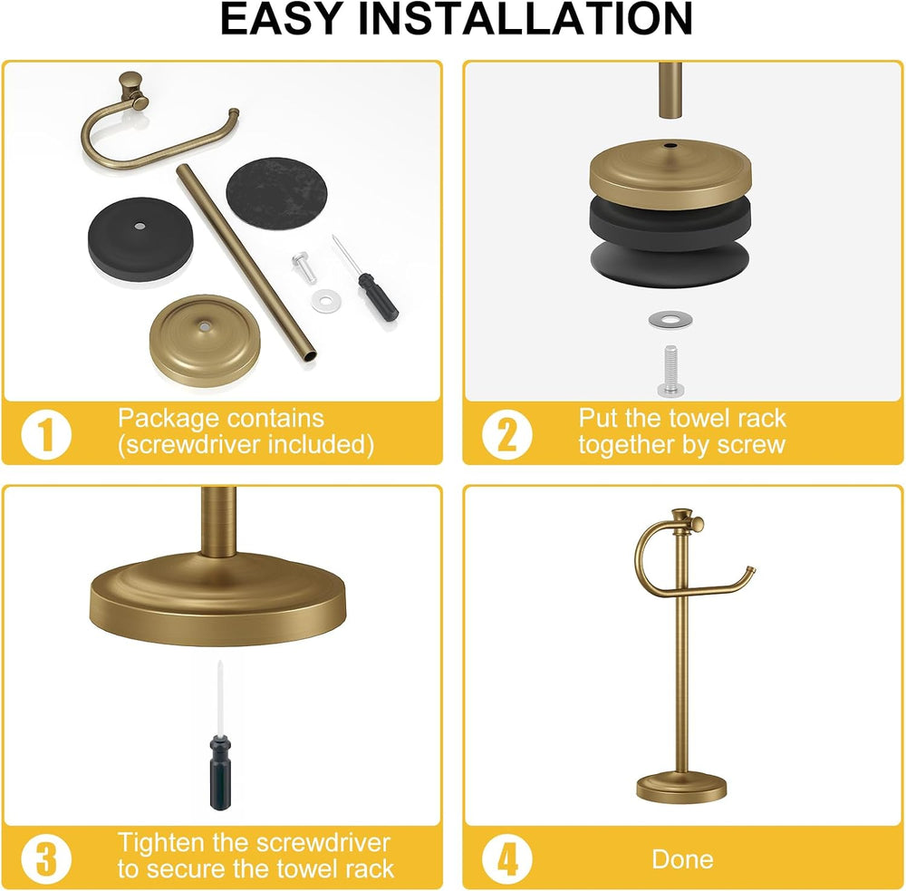 BESy Stand Hand Towel Holder, Countertop Towel Bar, Antique Brass