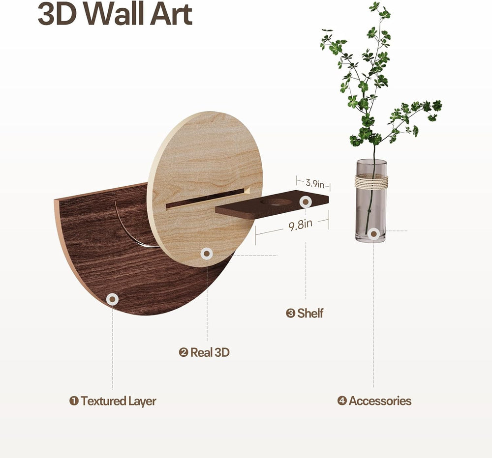 3D Round Wall Art for Dining Room, Modern Textured Circular Wall Decor