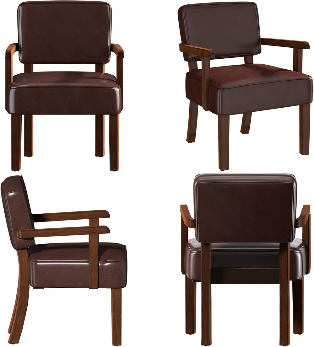 FAGAGA Accent Chairs Set of 2, 2 Solid Wood Armchairs with Table