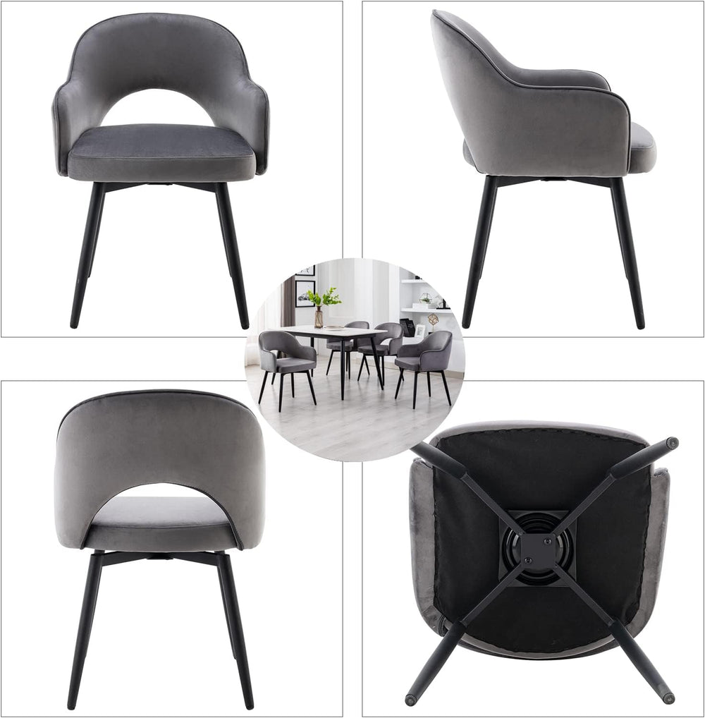DUOMAY Swivel Dining Chair Set of 6, Velvet Upholstered Side Chair Modern Acc...