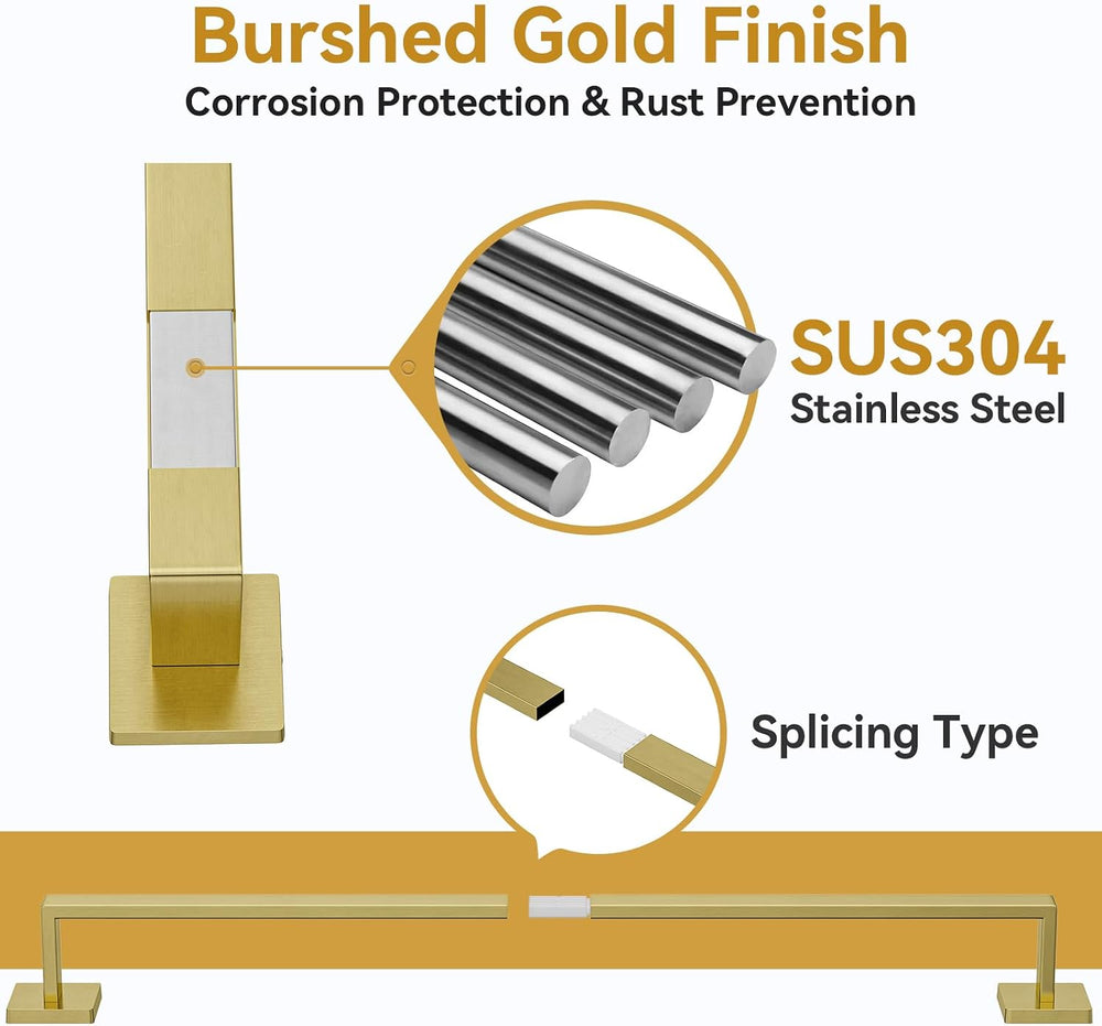 5-Pieces Brushed Gold Bathroom Accessories, 24 Inch Gold Towel Bar Set