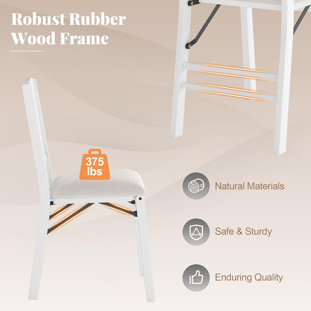 GIANTEX Folding Dining Chairs Set of 4, Space-Saving Upholstered Kitchen Chai...