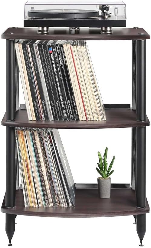 Pangea Audio Vulcan TT LP Record Player Turntable Stand Rack with Vinyl Stora...