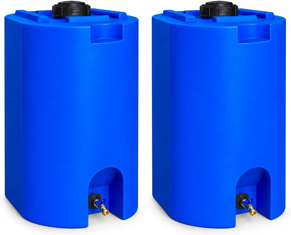 WaterPrepared 55 Gallon Unique Stackable Utility Water Tank, Blue, 2 Pack