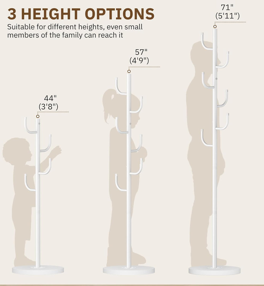 MISSLO Heavy Duty Coat Rack Freestanding 4 Adjustable Size Coat Tree with Sta...