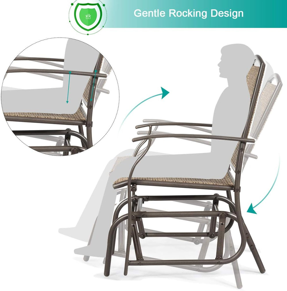 GIANTEX Outdoor Glider Chair W/Sturdy Metal Frame & Breathable Mesh Fabri...