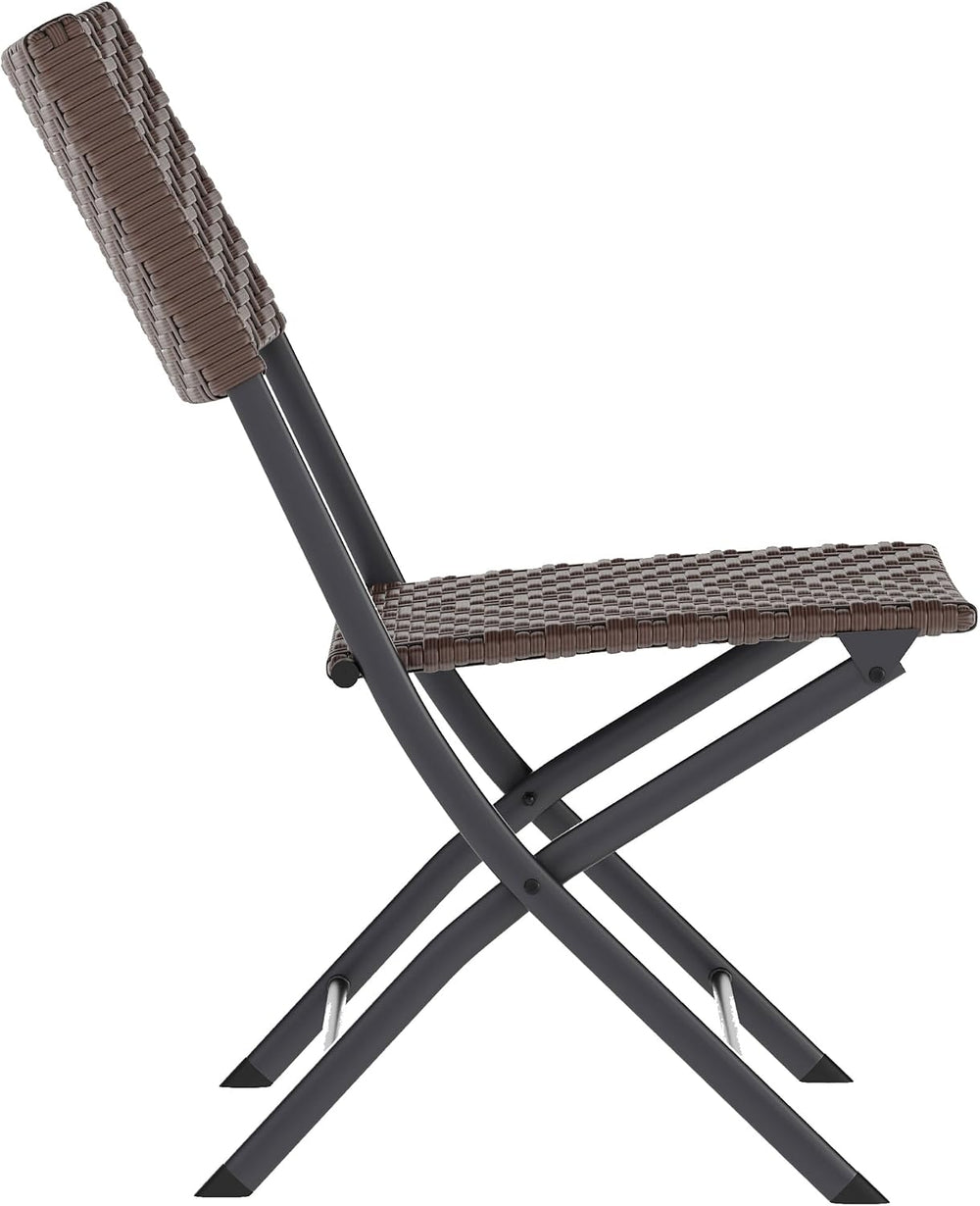 EMMA + OLIVER Brown/Black Three Piece Folding Bistro Set