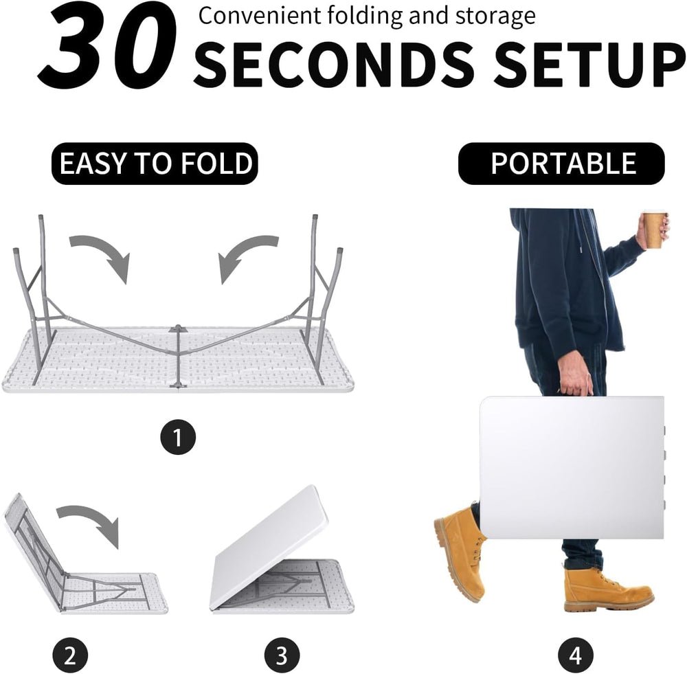 6FT Folding Tables, Heavy Duty Foldable Picnic Table 4 Pack