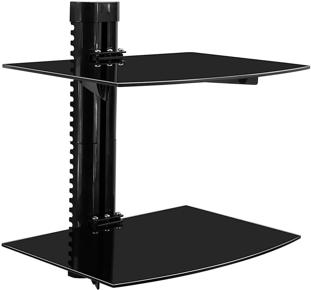 Mount-It! 2-Tier Floating TV Shelf, Tempered Glass, Wall Mount, Black
