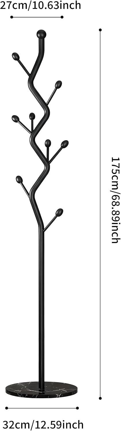 68.9 Inch Tall Modern Coat Rack,Black Freestanding Coat Rack Tree,Heavy-Duty ...