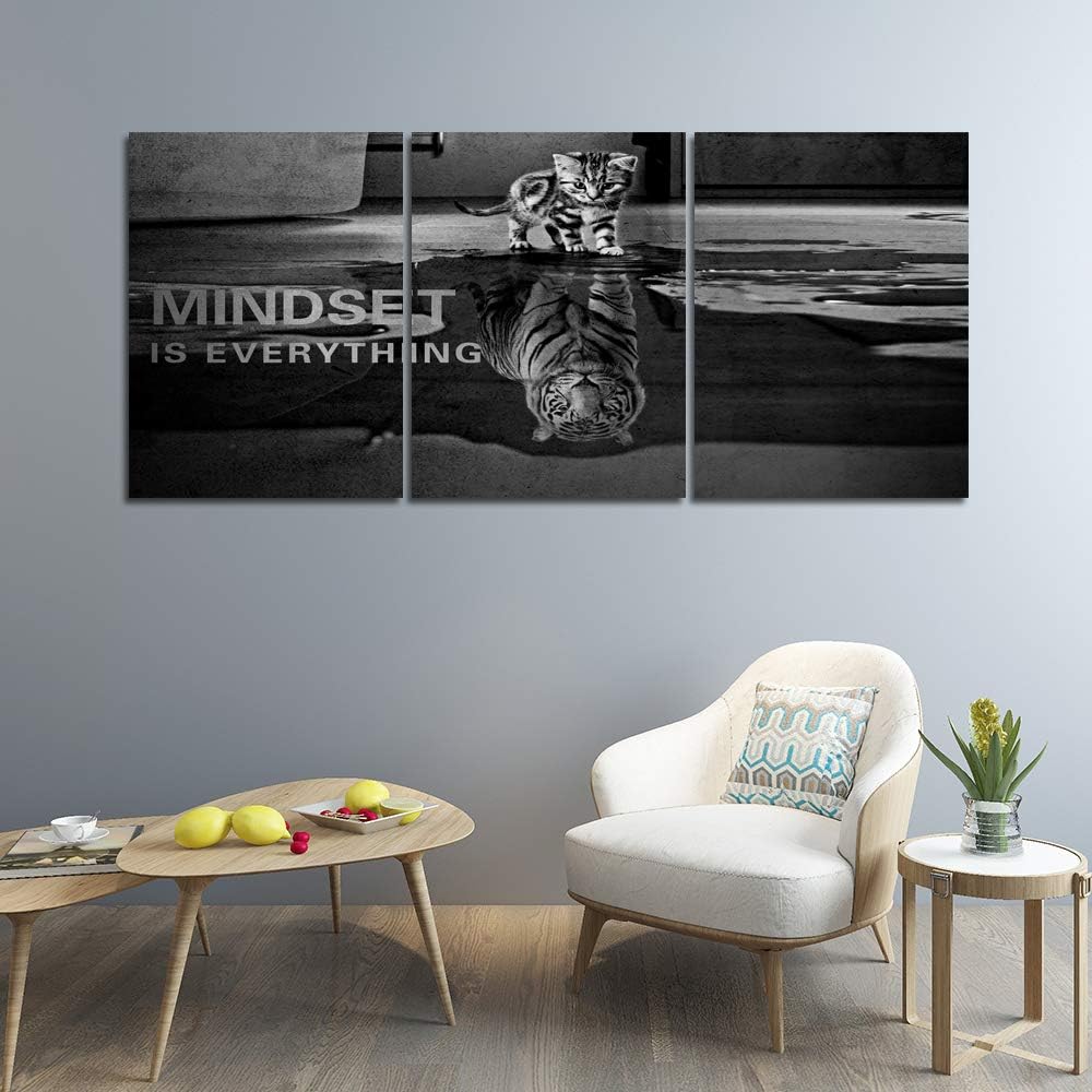 3 Panels Mindset is Everything Motivational Canvas Wall Art Inspirational Ent...