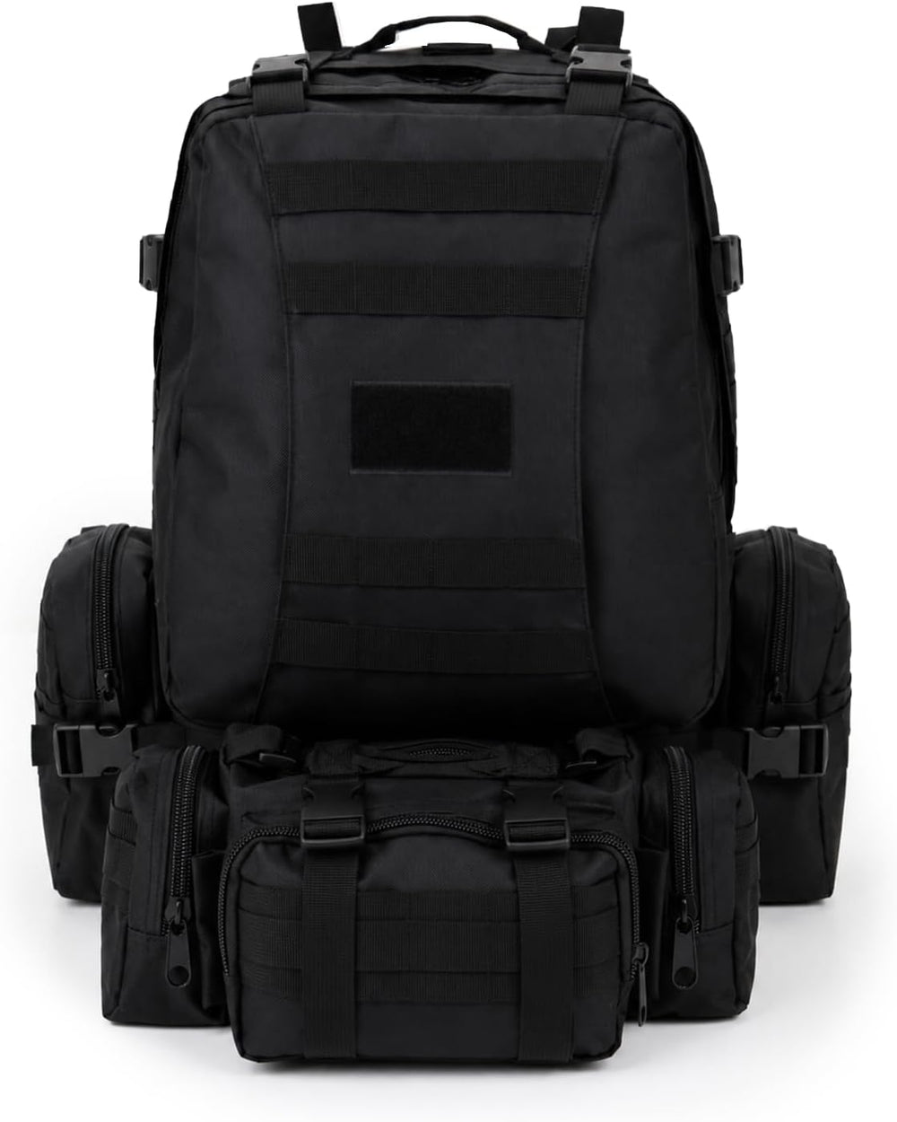60L Black Military Tactical Backpack with Detachable Molle Bag