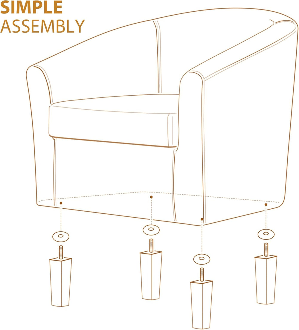 Yaheetech Accent Chairs, Faux Leather Barrel Armchairs, Black