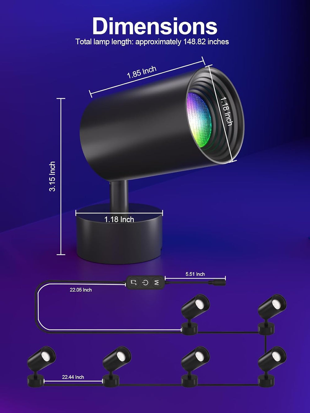 Tyute RGB Spotlight Indoor, Color Changing LED Uplighting Accent Spot Light