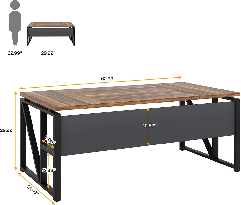 Tribesigns 63 inches Computer Desk with Bottom Storage Shelf Home Office Desk...