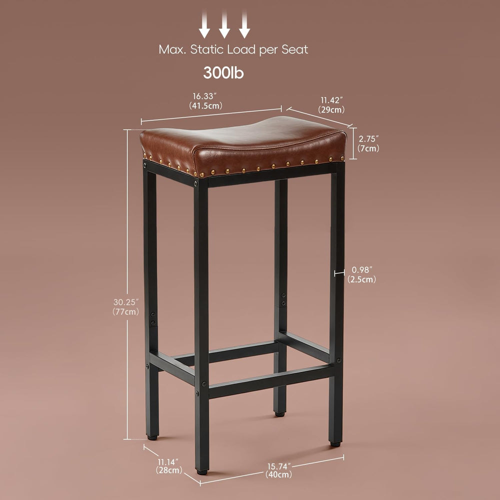 Forteek 30'' Bar Stools Set of 2, Counter Height Barstools with Nailhead