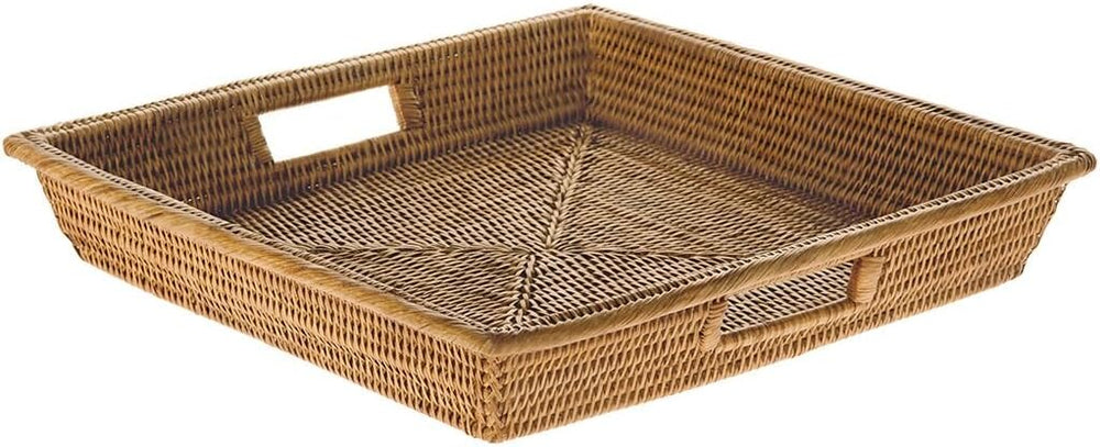 KOUBOO La Jolla Rattan Square Serving Tray, Storage Organizer, Honey Brown