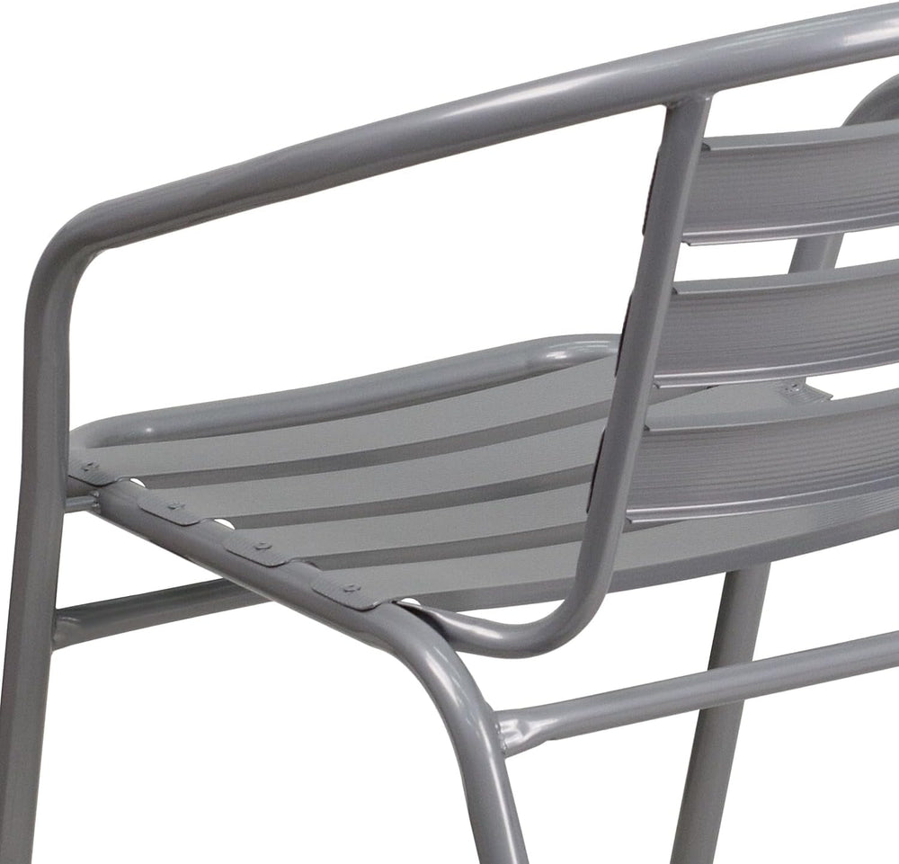Flash Furniture Lila Silver Metal Restaurant Stack Chair with Aluminum Slats
