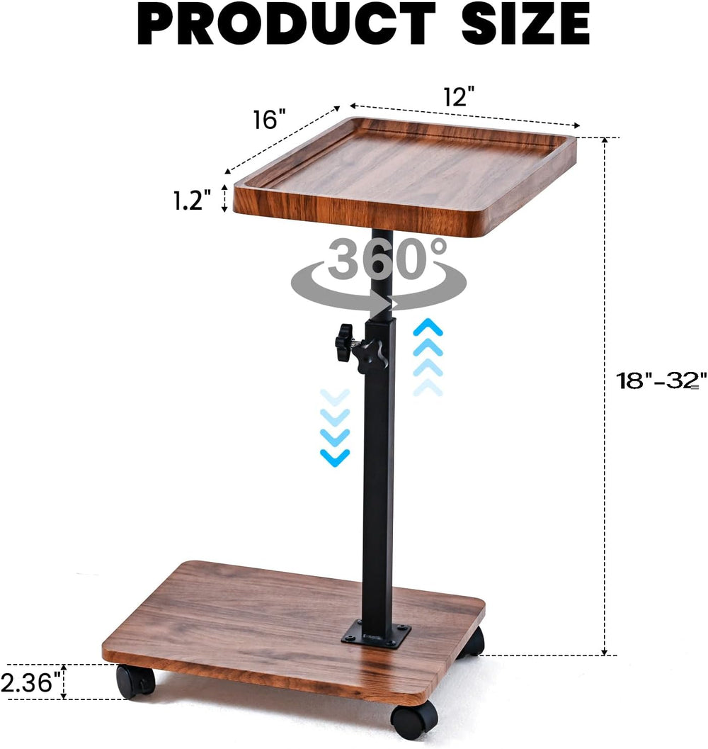 C Table End Table Adjustable Height,C Shaped End for Couch,Snack Tables,360°S...