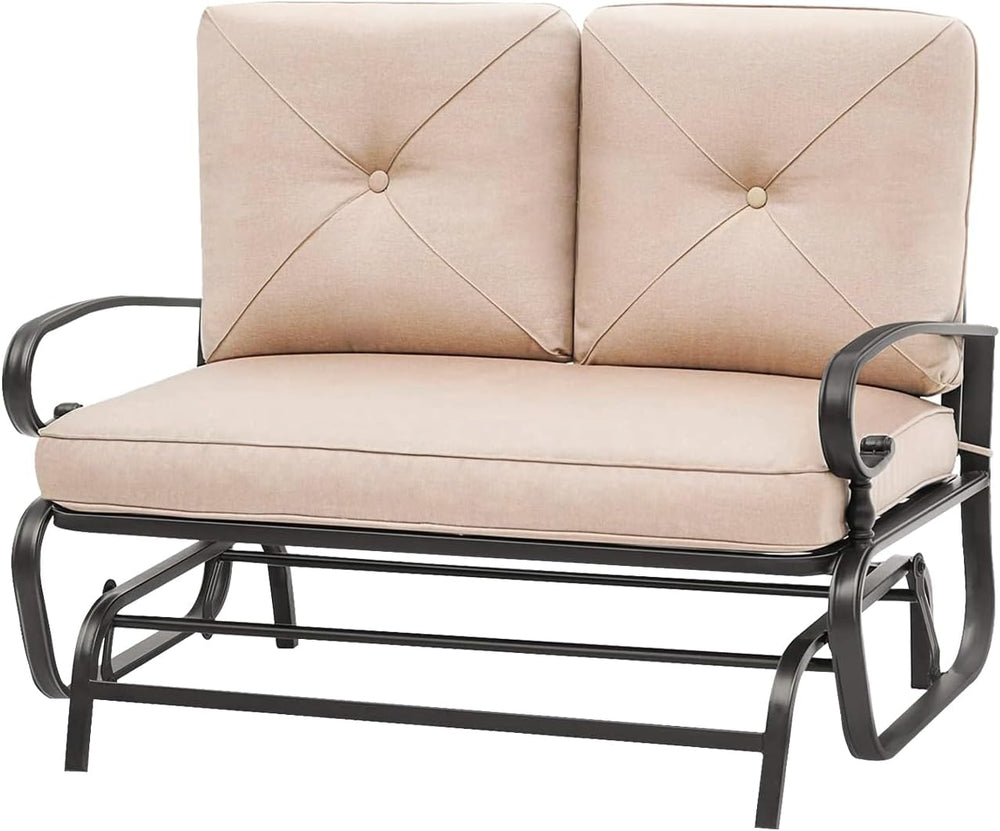 Outdoor Glider Rocking Bench 2 Person Patio Loveseat Steel Frame Furniture Se...