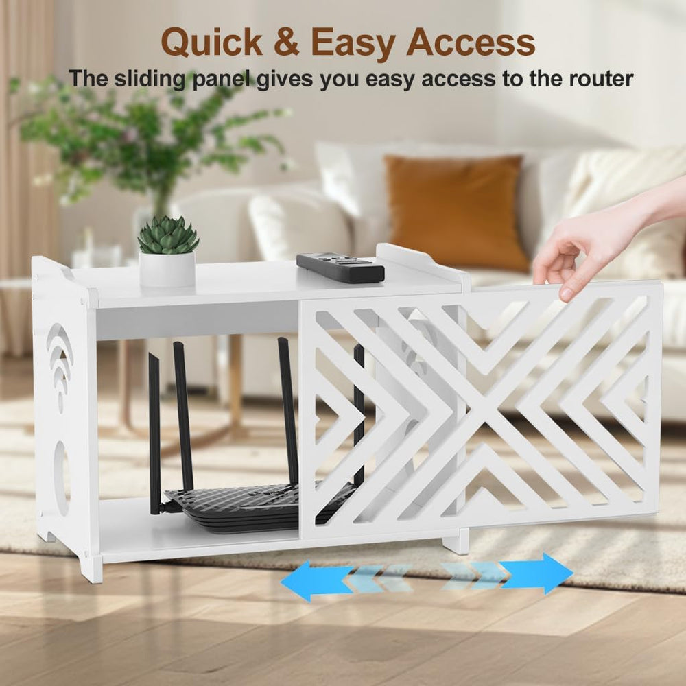 Router Box Hider & Projector Shelf -Decorative WiFi Router Storage Cabinet