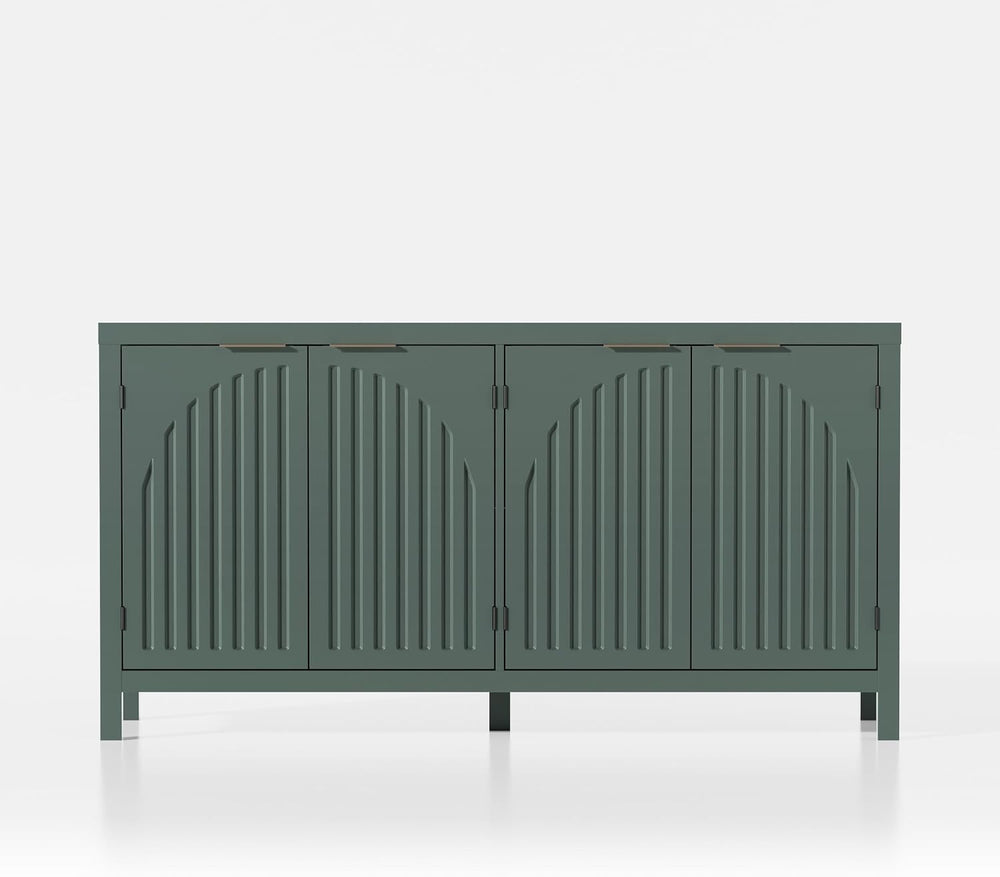 Fluted Sideboard Buffet Cabinet with Storage, 58" Mid Century Modern Acc...
