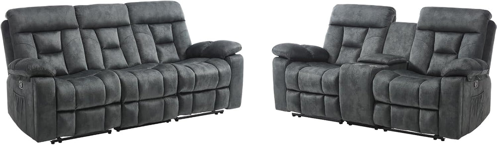 EBELLO 2 Pieces Recliner Sofa Couch Furniture Set, Overstuffed Reclining Love...