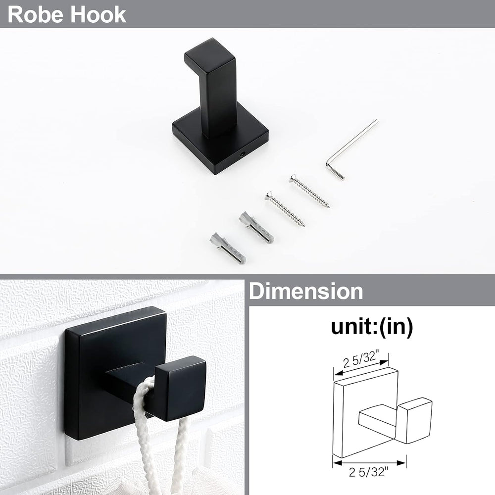 Matte Black Bathroom Accessories Set 4 Piece Bathroom Towel Holder Set