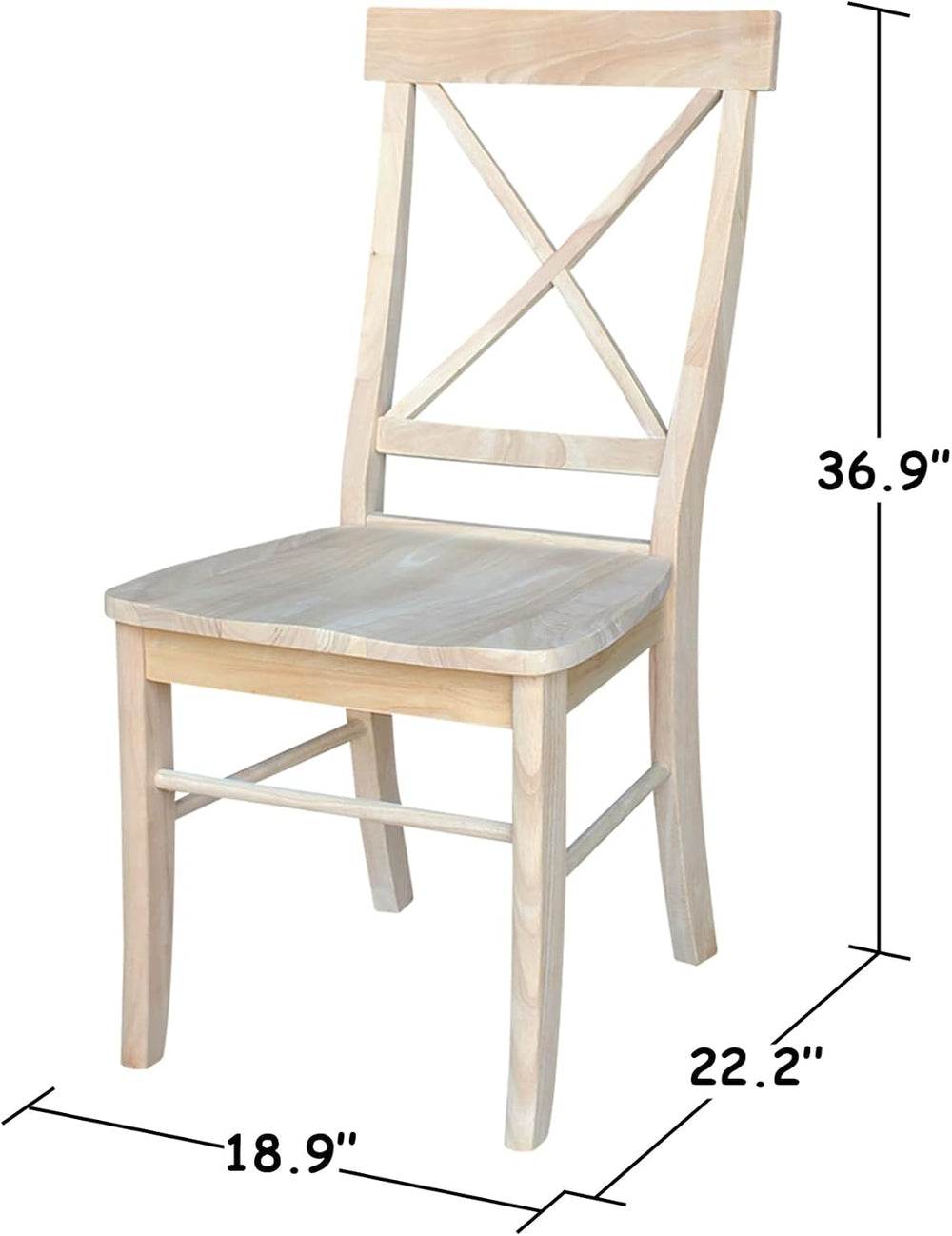 IC International Concepts Set of 2 X-Back Solid Wood Chairs, Unfinished