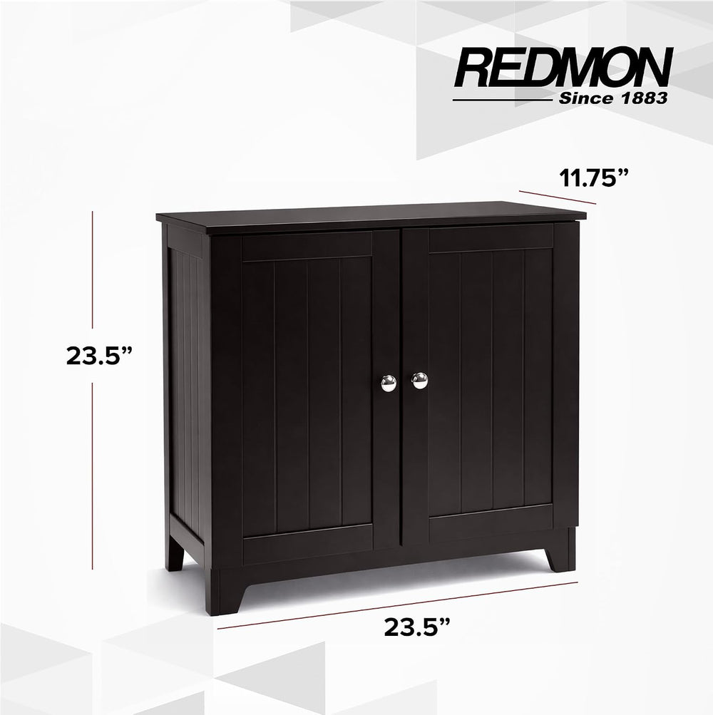 Redmon Contemporary Country Double Door Linen Storage Cabinet, Espresso