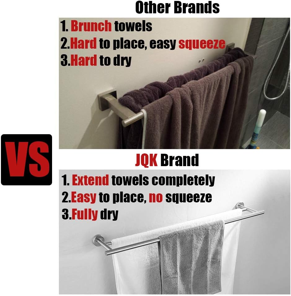 JQK Double Bath Towel Bar, Matte Black 33 Inch 304 Stainless Steel Thicken 0....