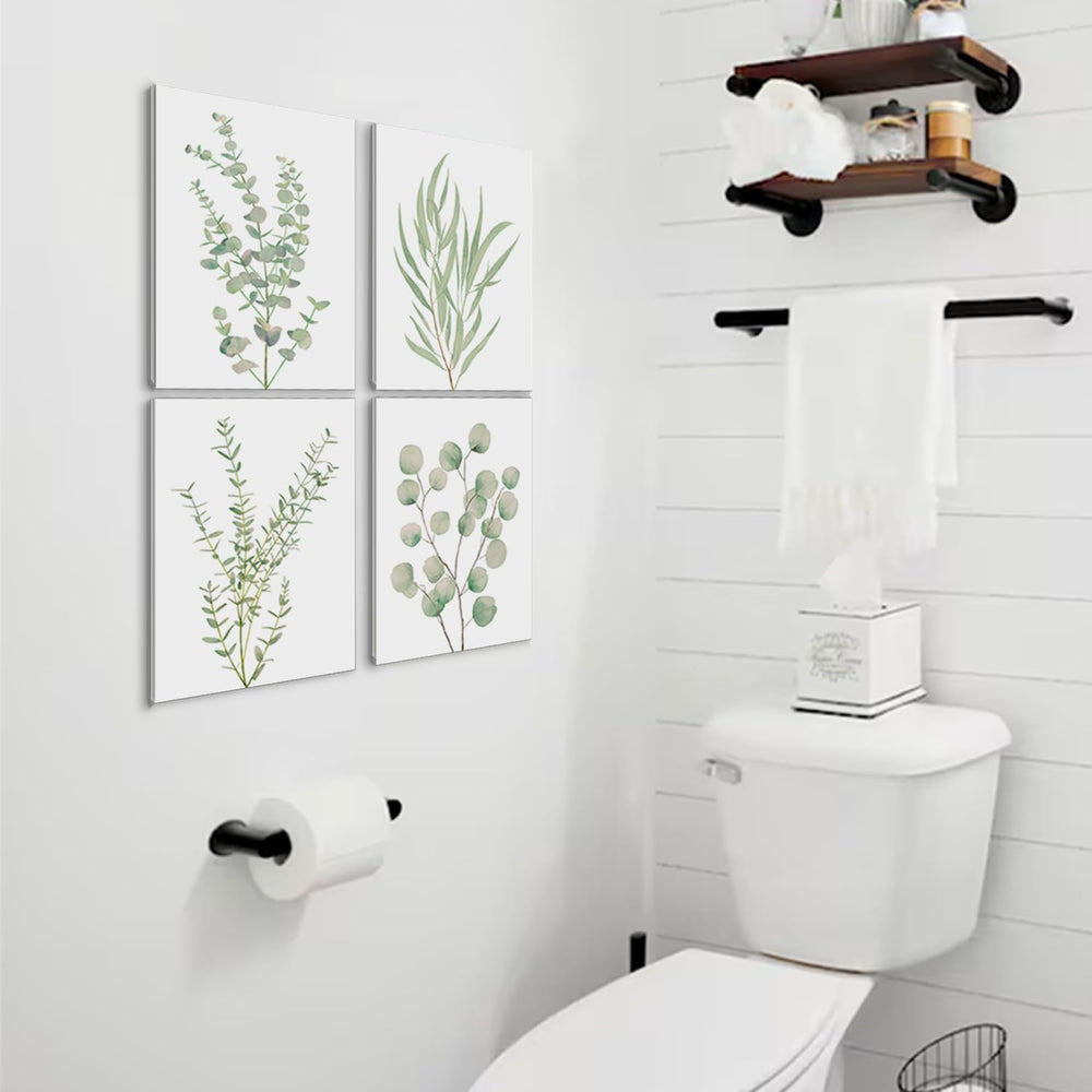 Botanical Bathroom Wall Art 12”x16” Sage Green Framed Canvas Office Decor