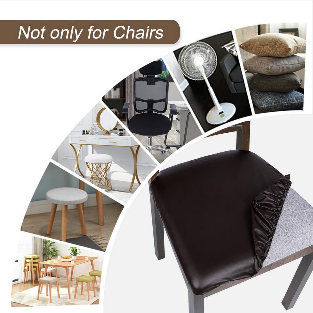 SearchI Waterproof PU Leather Seat Covers for Dining Chairs, 6 Pack Stretch D...