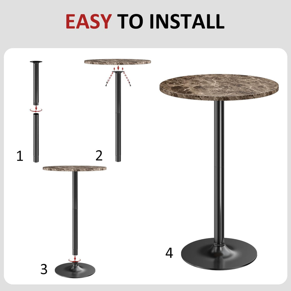 Furmax Bistro Pub Table Round Bar Height Cocktail Table for Home Bar, Round B...