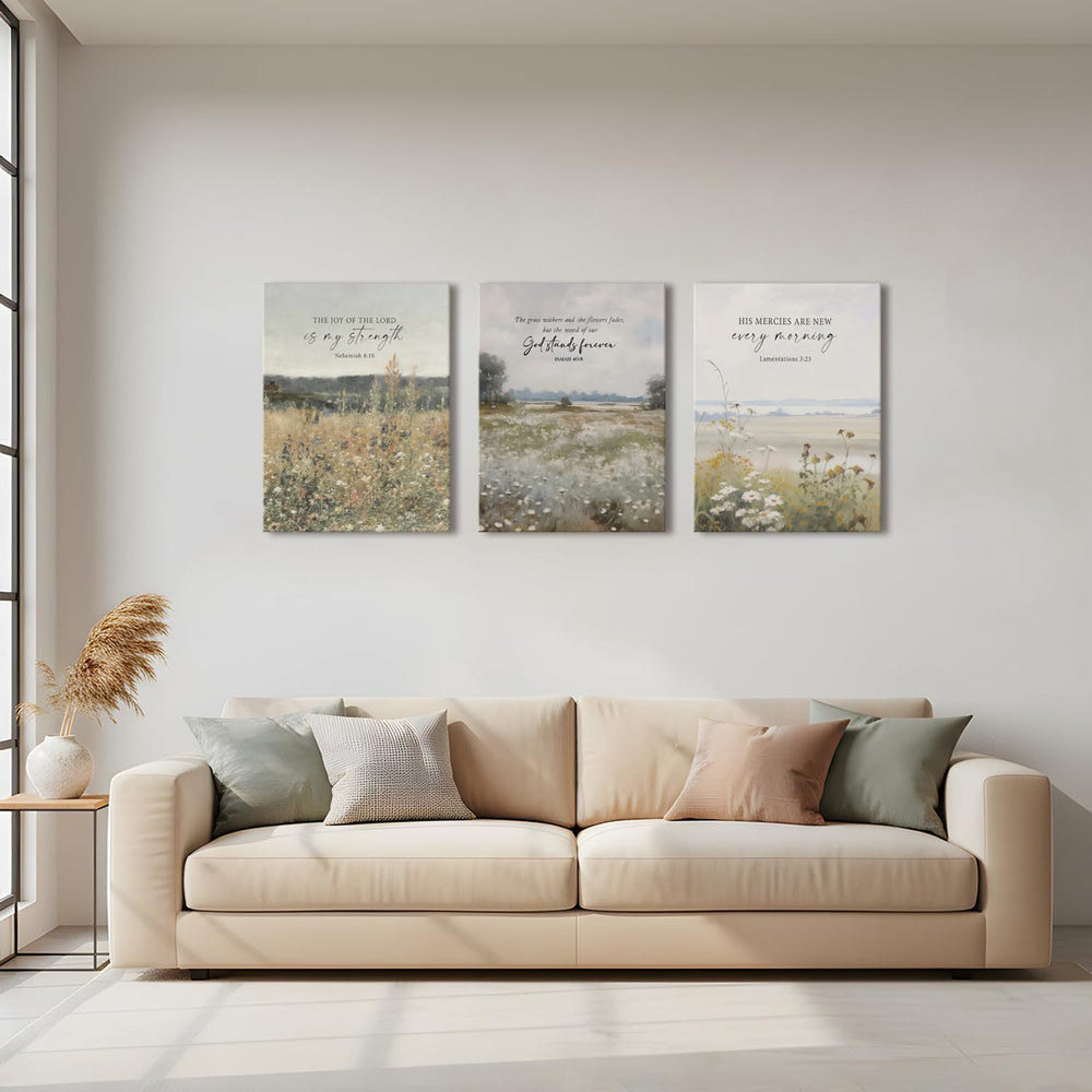 GJJXYCZF Christian Bible Verse Wall Art Jesus Scripture Floral Canvas Wall De...