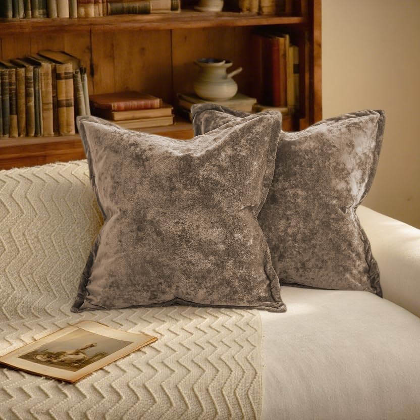 Velvet Pillow Covers 2 Pack Soft 26x26 Pillow Covers Solid Square Euro Shams ...