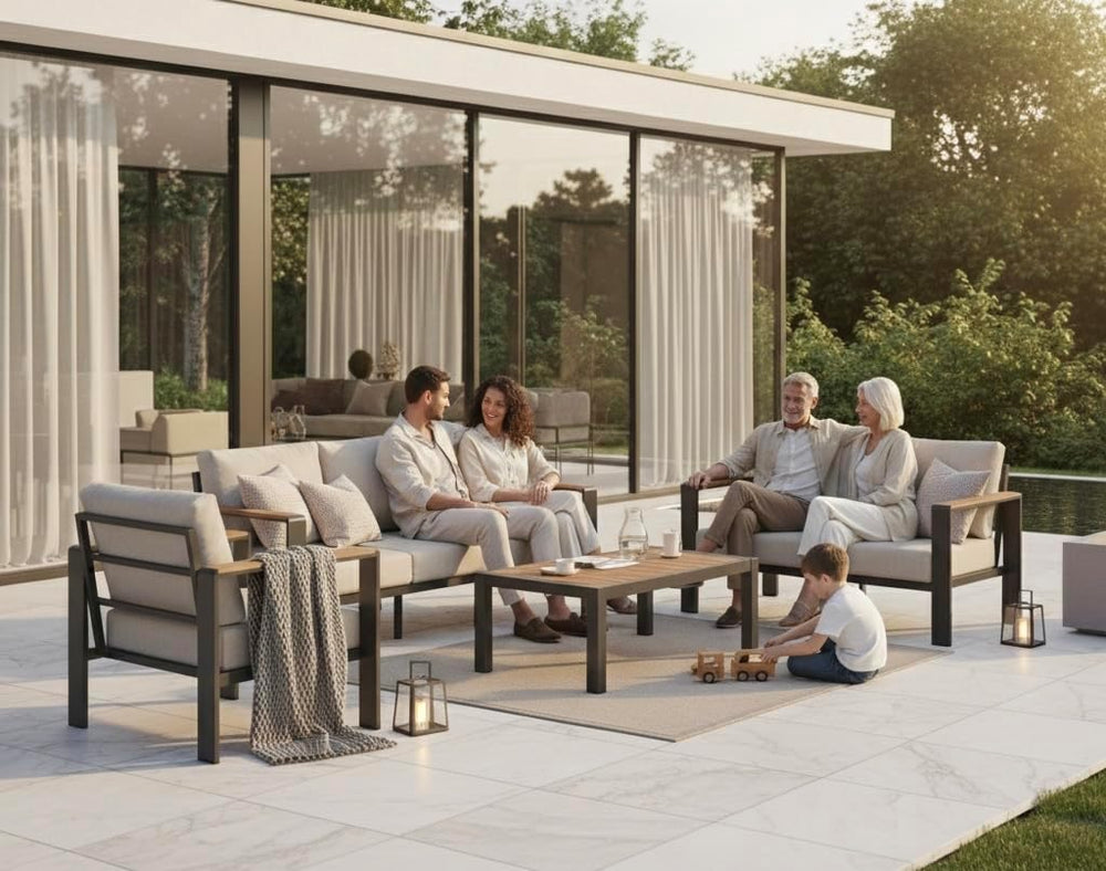 Aluminum Outdoor Patio Furniture Set with Coffee Table, 5 Piece Outdoor Conve...