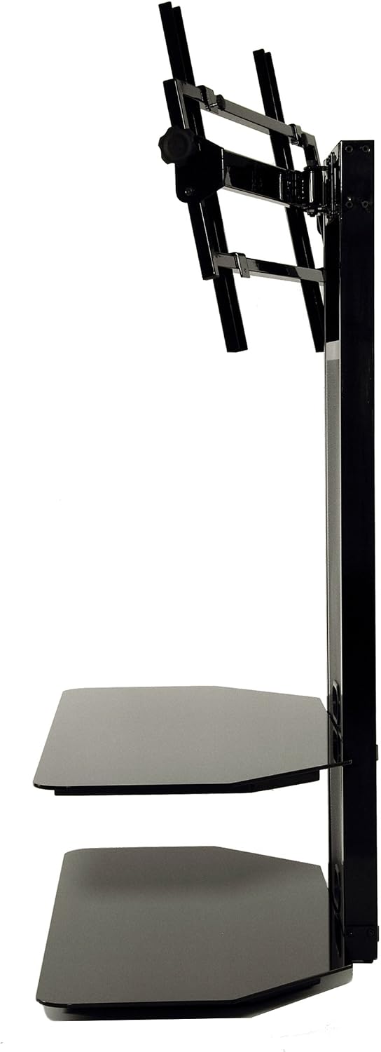 TransDeco TV Stand Mount with 2 Audio Video Shelf, 85 Inch, Black, TD560BCH