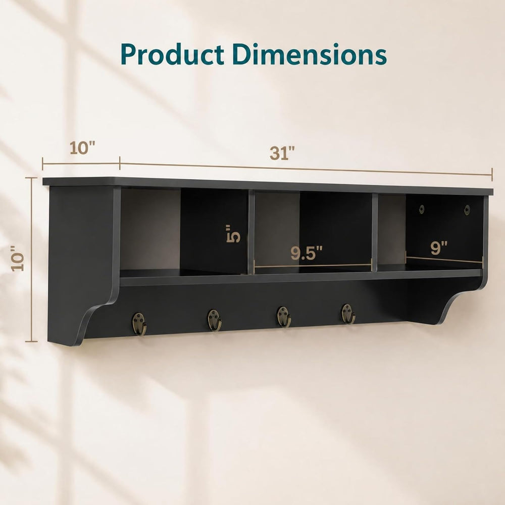 GIANTEX Coat Rack with Hooks Wall Mount, Wall Cubby Organizer with 4 Hooks