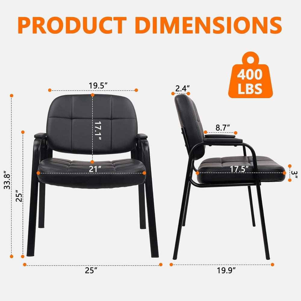 CLATINA Big & Tall 400 lbs Waiting Room Guest Chair, Leather Office Recep...