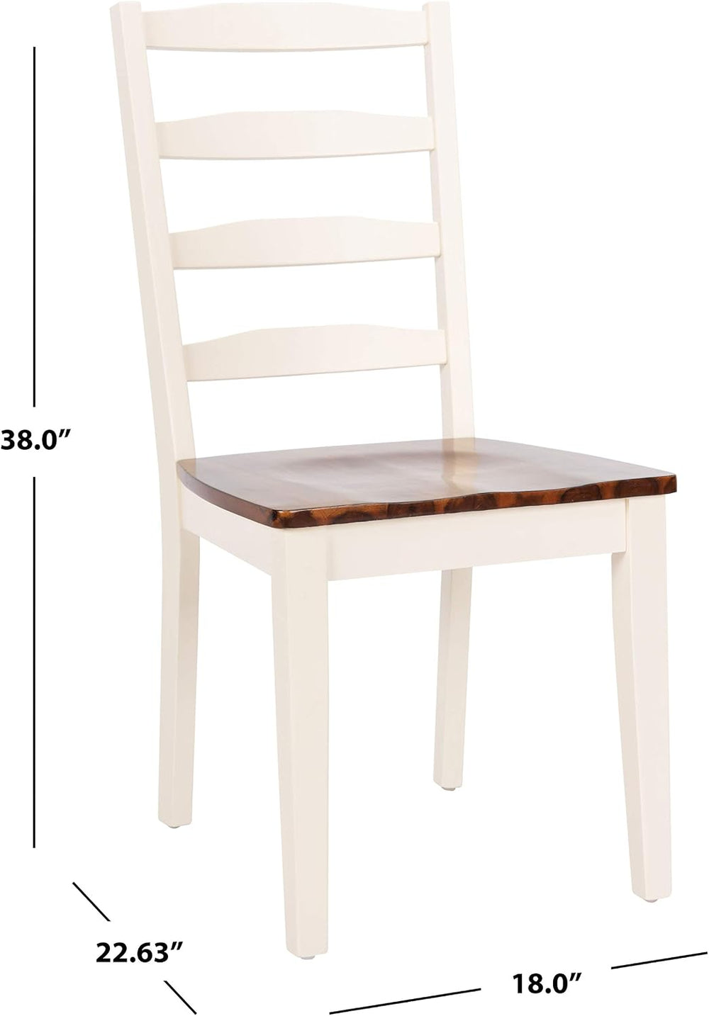 SAFAVIEH Shay Wood Dining Table, Farmhouse White/Natural Acacia DNS9205A